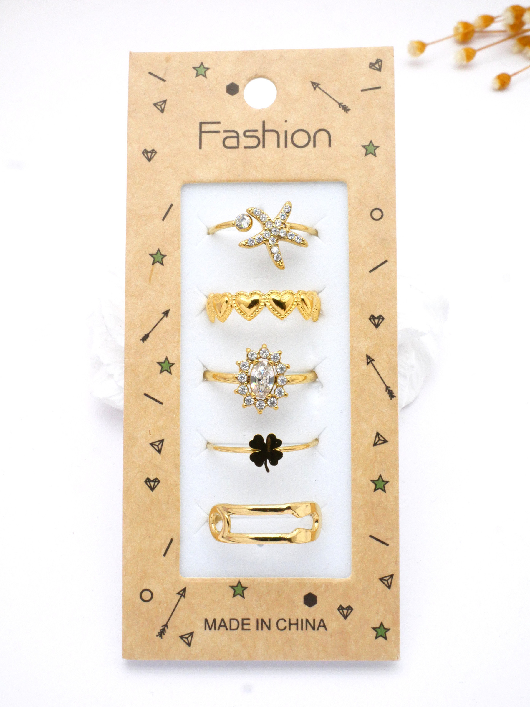 Großhändler MIMIKO - SET AUS 5 RINGEN AUS 304 EDELSTAHL