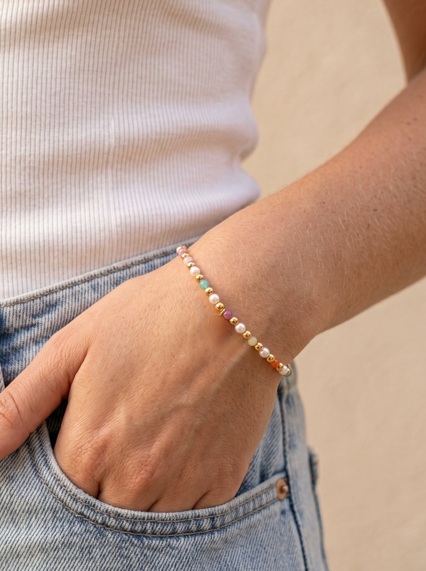 Mayorista MIMIKO - PULSERA ELÁSTICA DE PERLAS