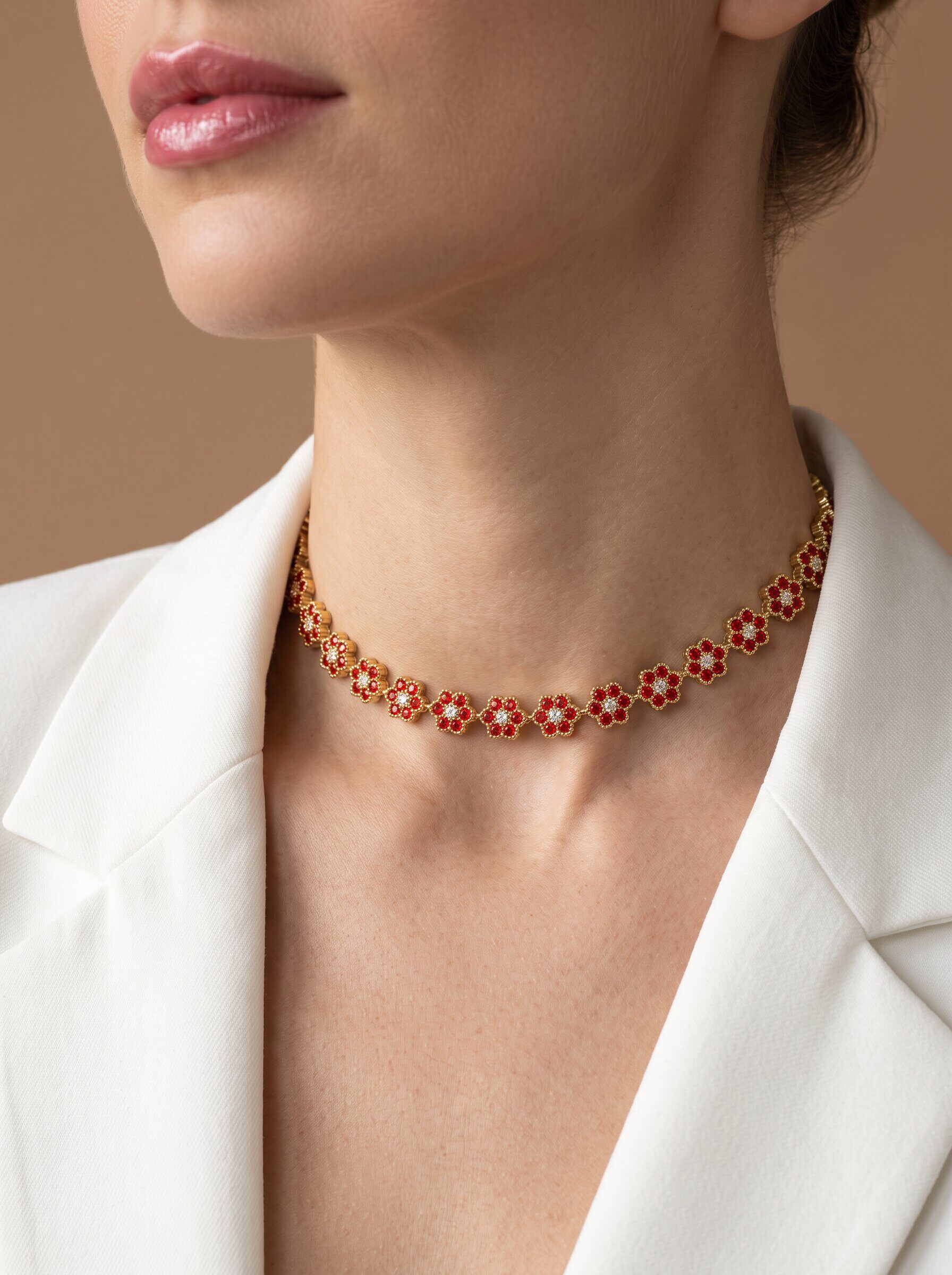 Grossiste MIMIKO - COLLIER RAS DU COU EN ACIER INOXYDABLE 304 AVEC DES STRASS
