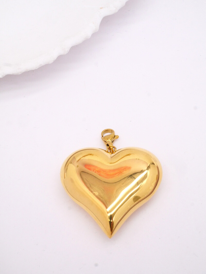 Wholesaler MIMIKO - HEART PENDANT (35 MM) IN STAINLESS STEEL