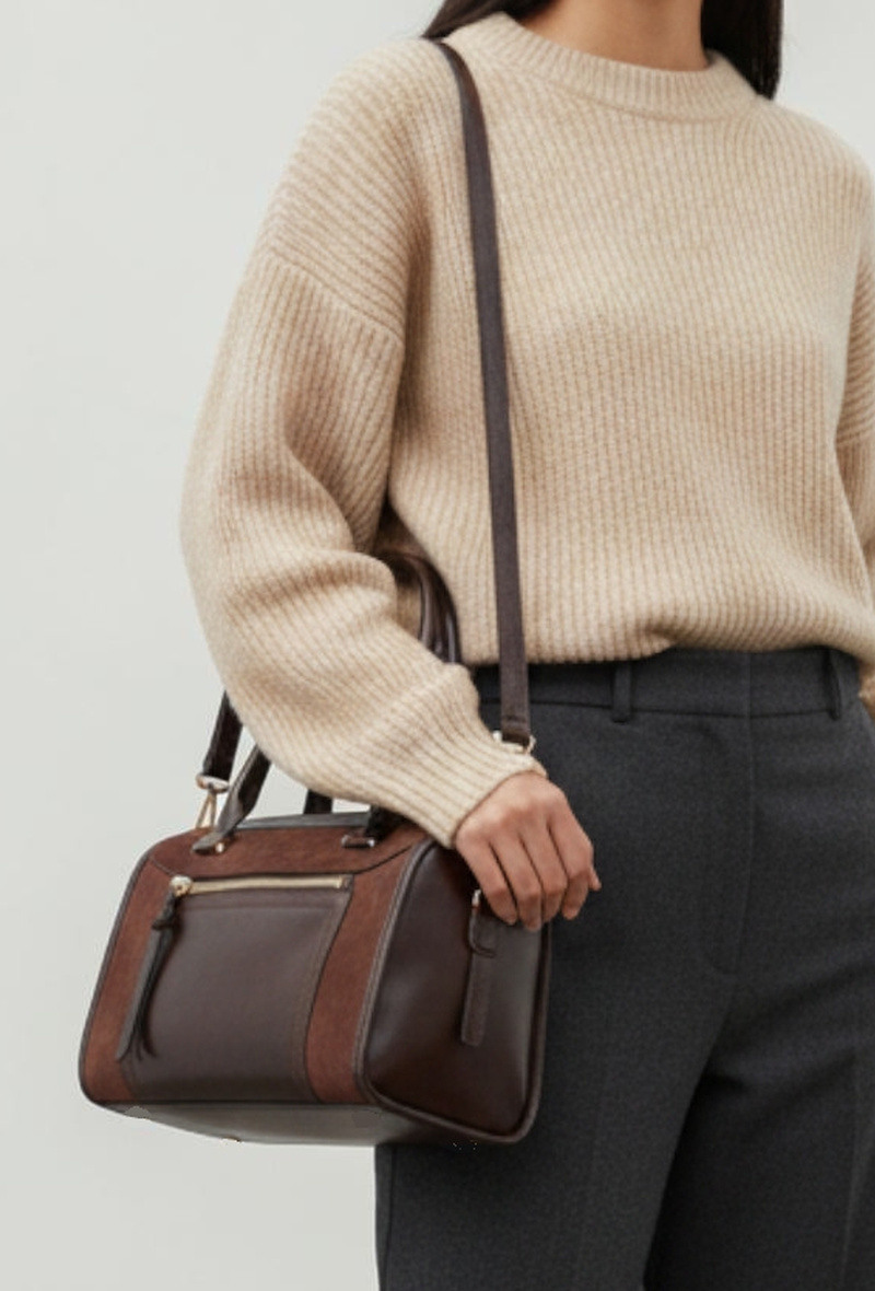Wholesaler BESTINI (MIMOSA) - Crossbody bag, handles, mixed materials, suede effect, front pocket, zip closure