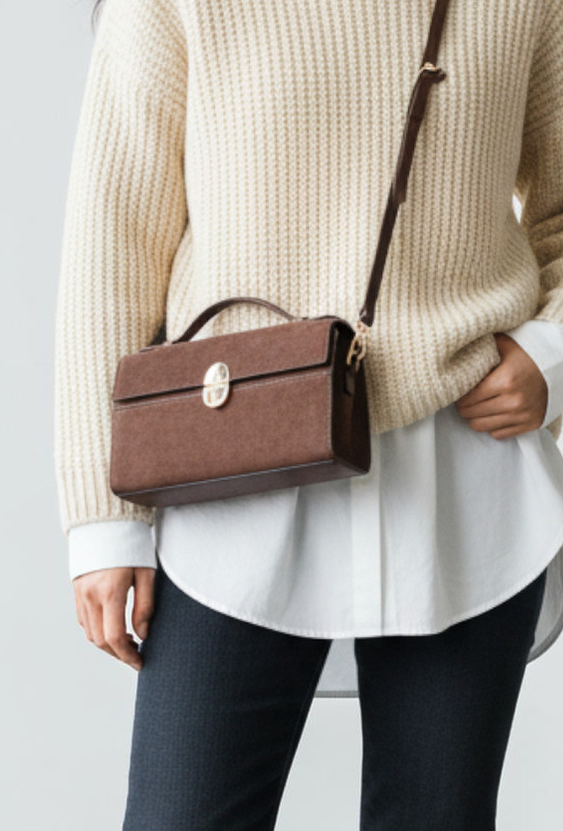 Wholesaler BESTINI (MIMOSA) - Crossbody bag with handle, flap, suede effect, snap closure