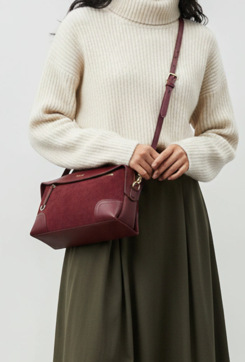 Wholesaler BESTINI (MIMOSA) - Crossbody bag, dual-material suede, top and front pocket, strap, Bestini Paris