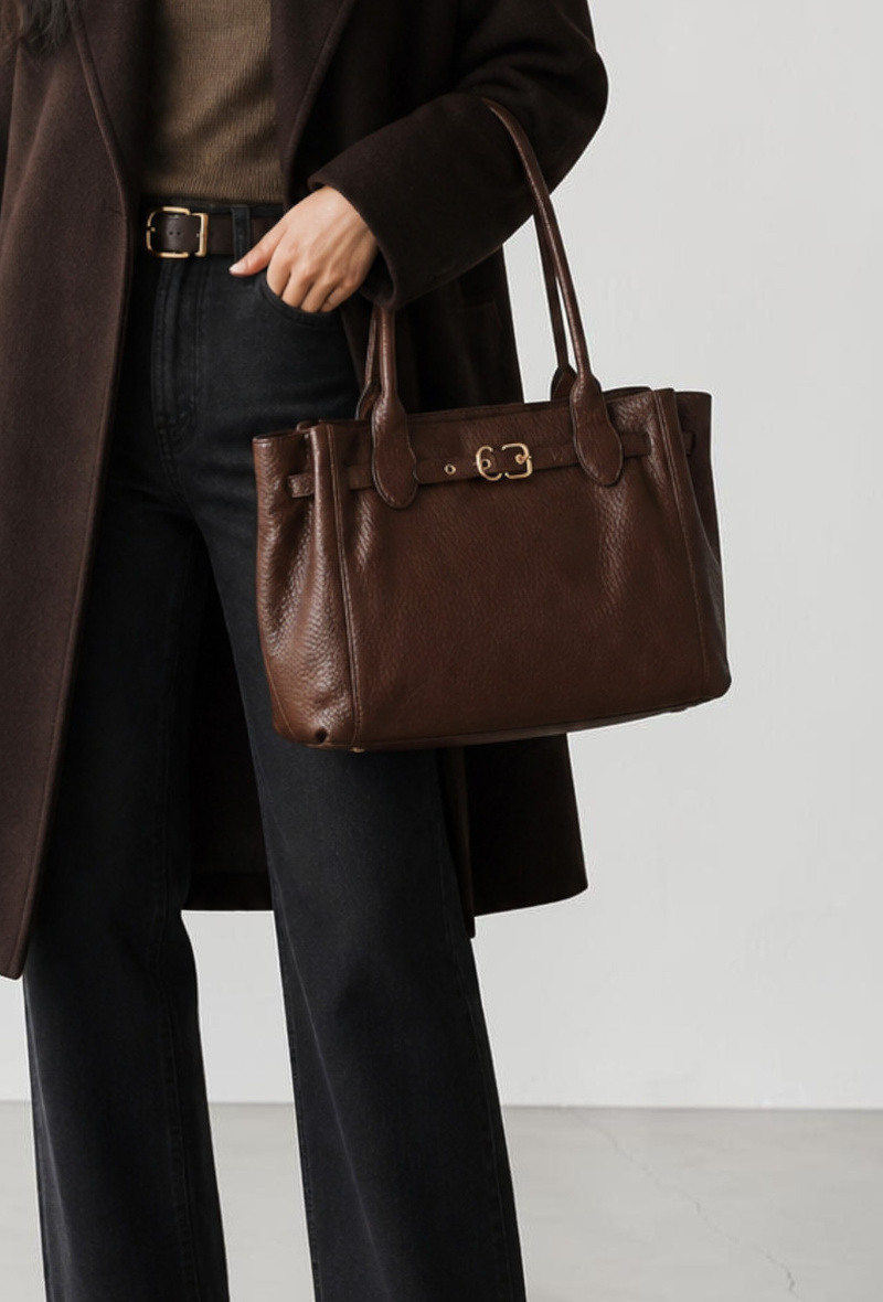 Wholesaler BESTINI (MIMOSA) - Tote bag, casual, zip closure, drawstring and decorative buckle, with shoulder strap and handles