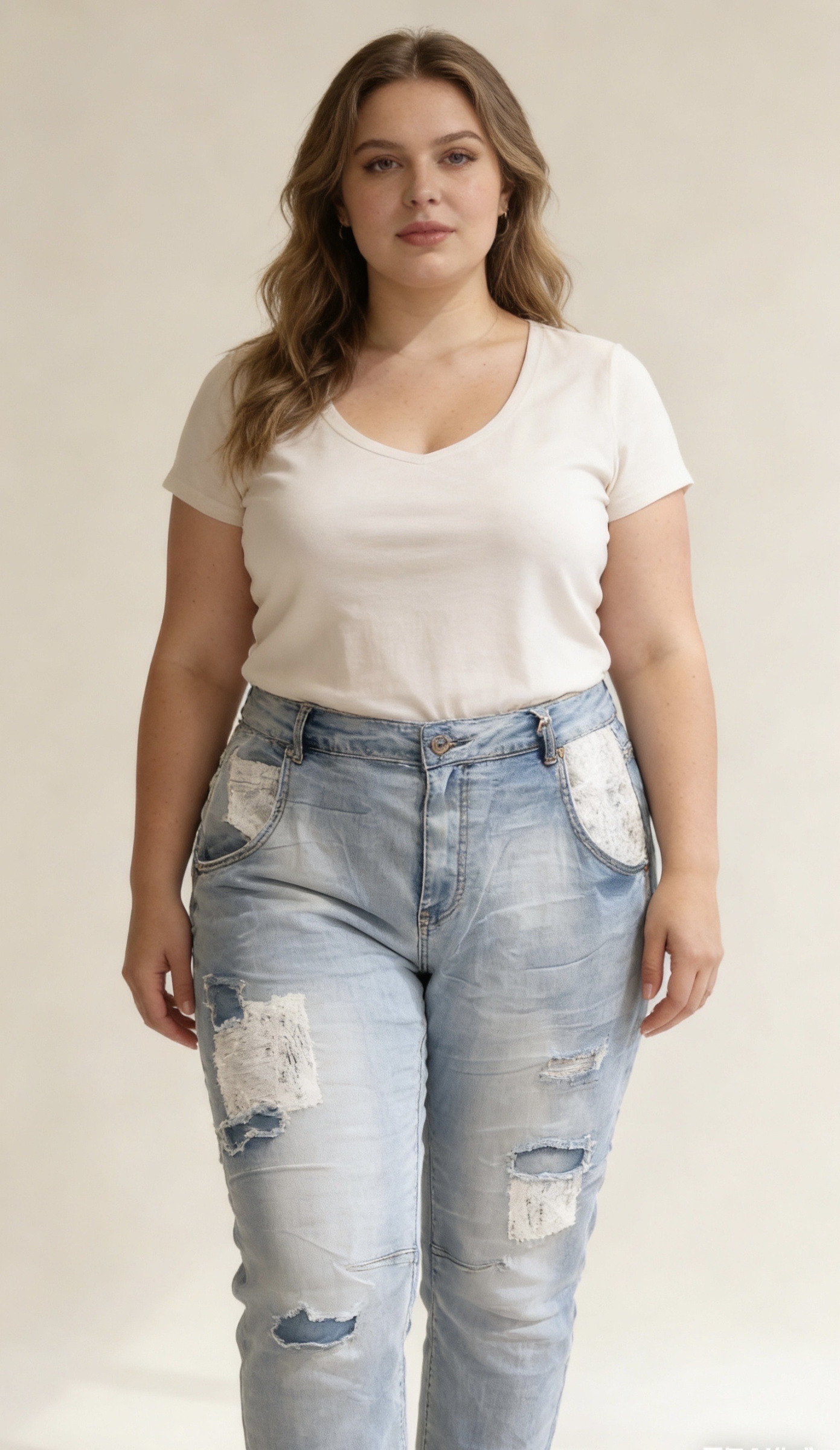 Pull Mina Rosa - Taille 48/50-52, Couleur Ivoire - Neuf Sans étiquettes, Jamais Porté
