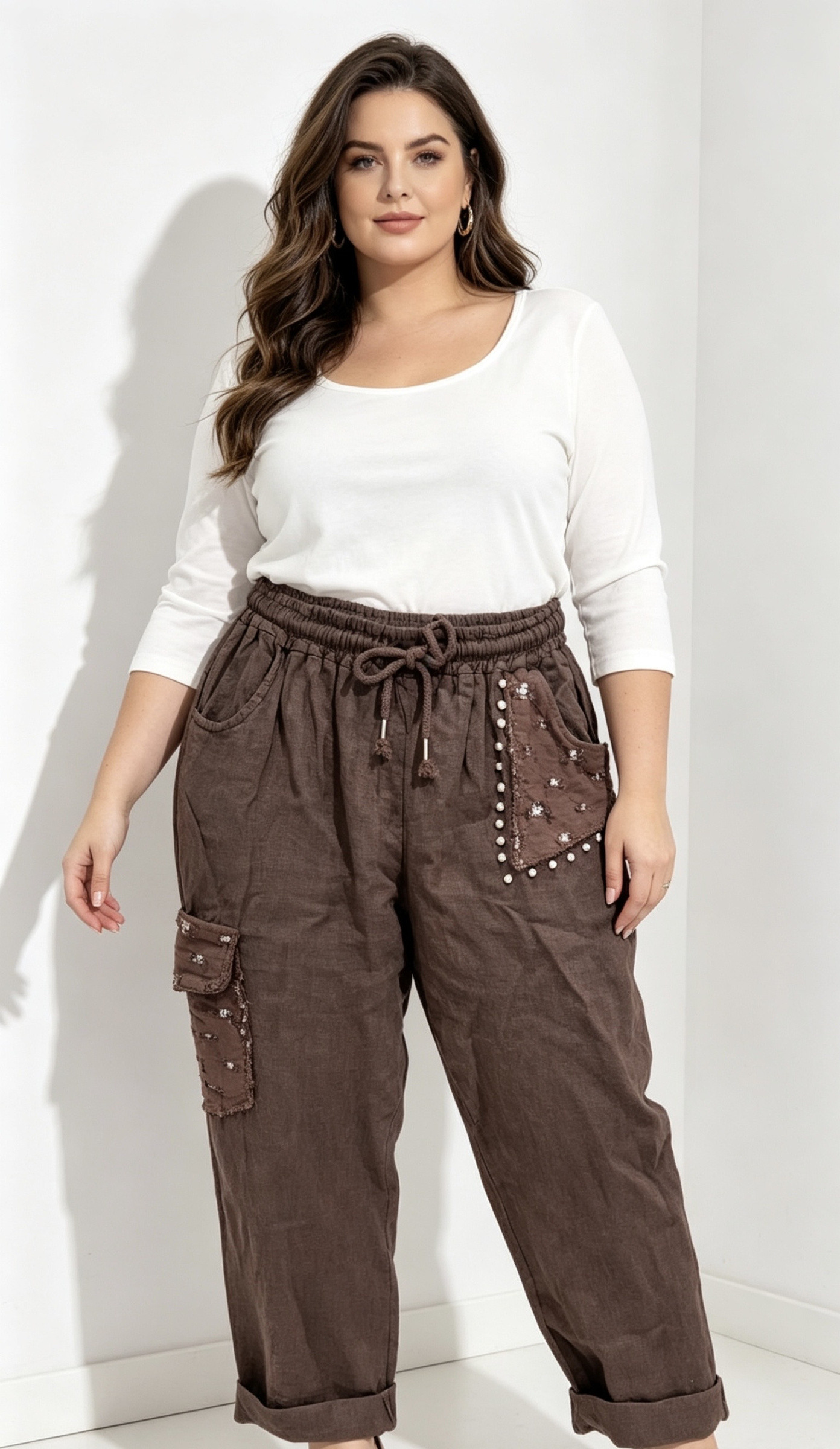 Mayorista MINA ROSA Grande Taille - Pantalones de lino