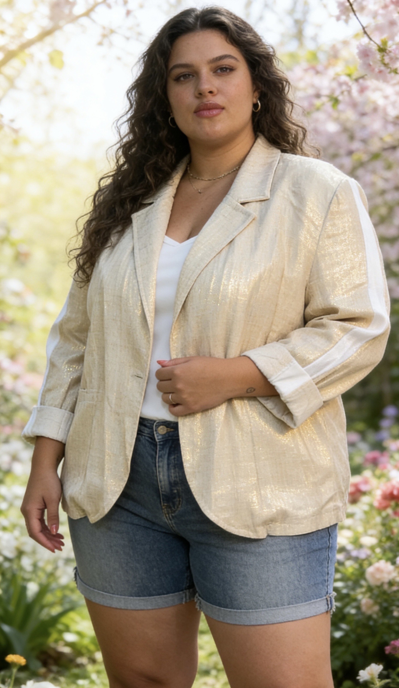 Mayorista MINA ROSA Grande Taille - Chaqueta de lino de Lurex
