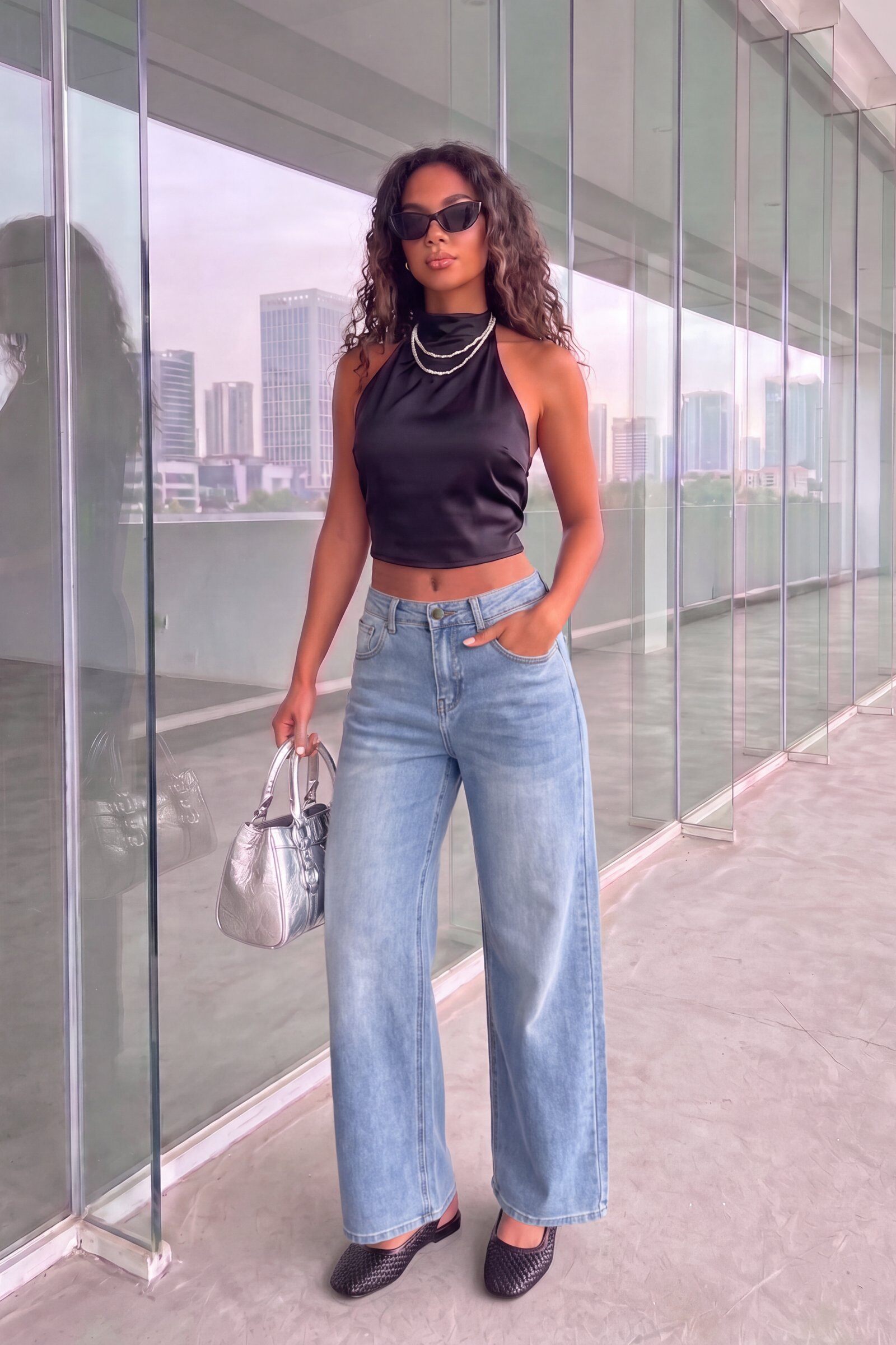Grossiste Miss Anna - Jeans wide-leg taille basse