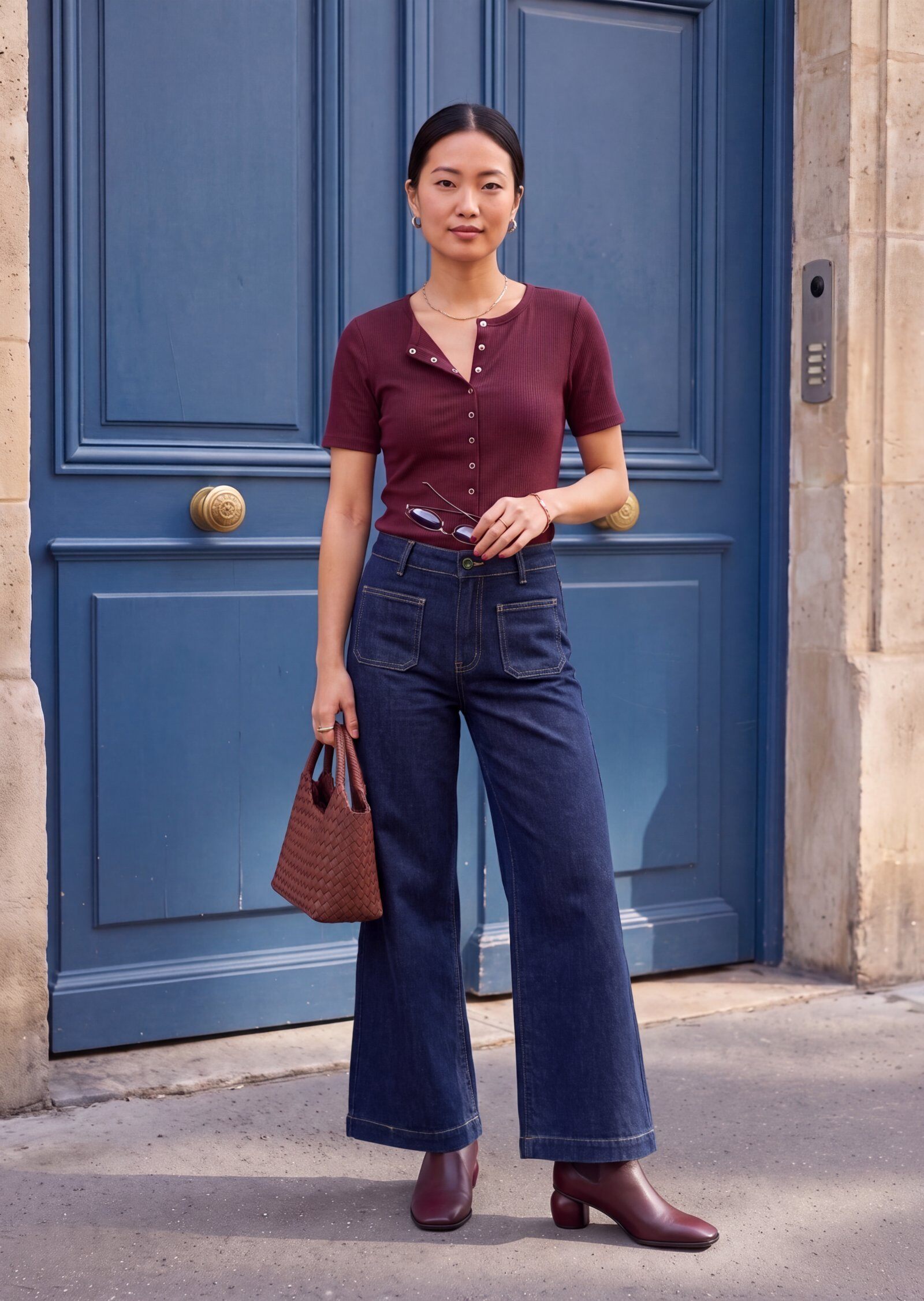 Wholesaler Miss Anna - Raw flare jeans with front pocket