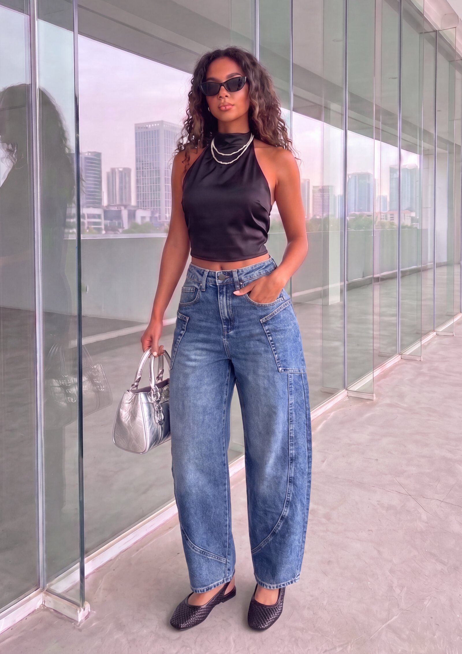 Grossista Miss Anna - Jeans a palloncino con tasche laterali