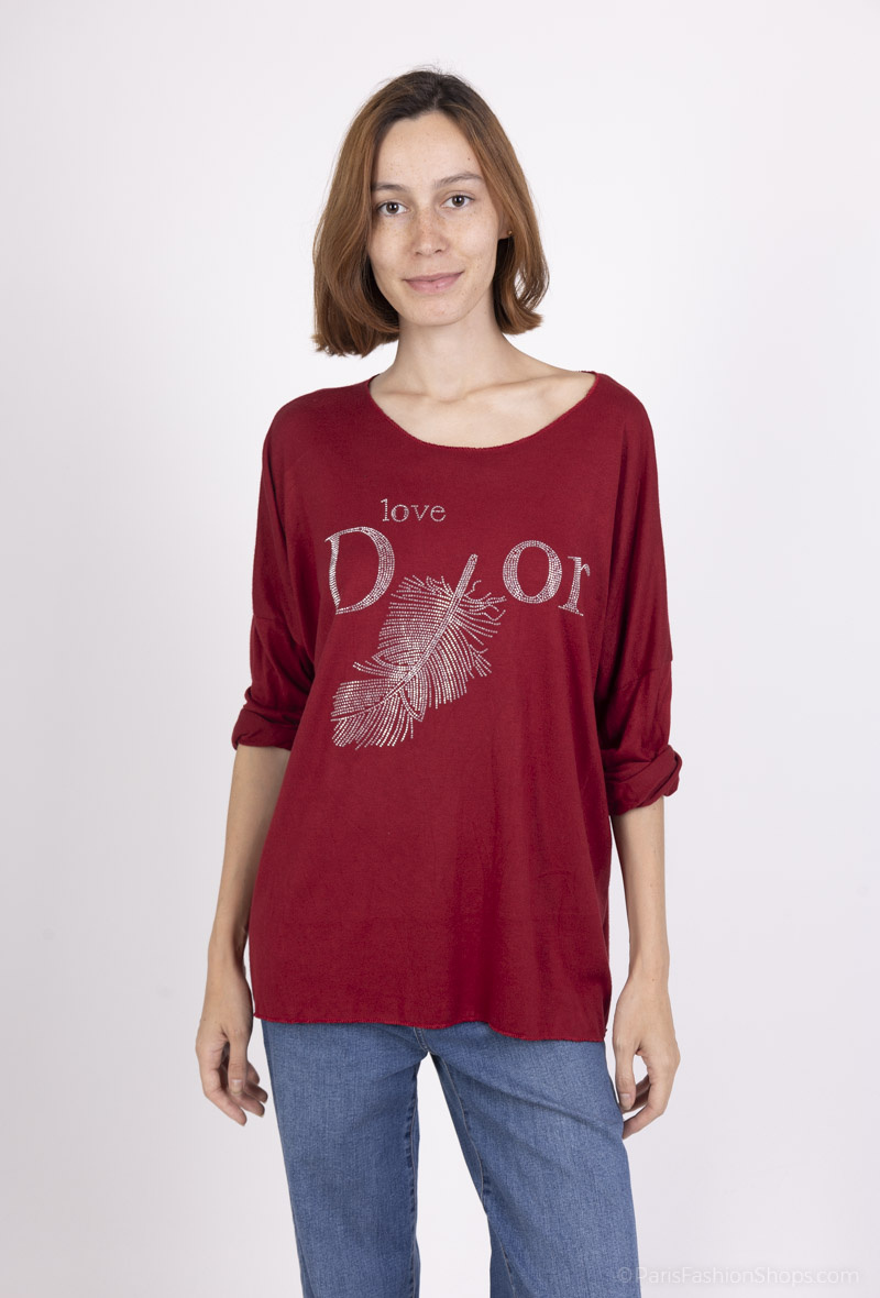 Wholesaler Miss Azur - Blouse with rhinestones