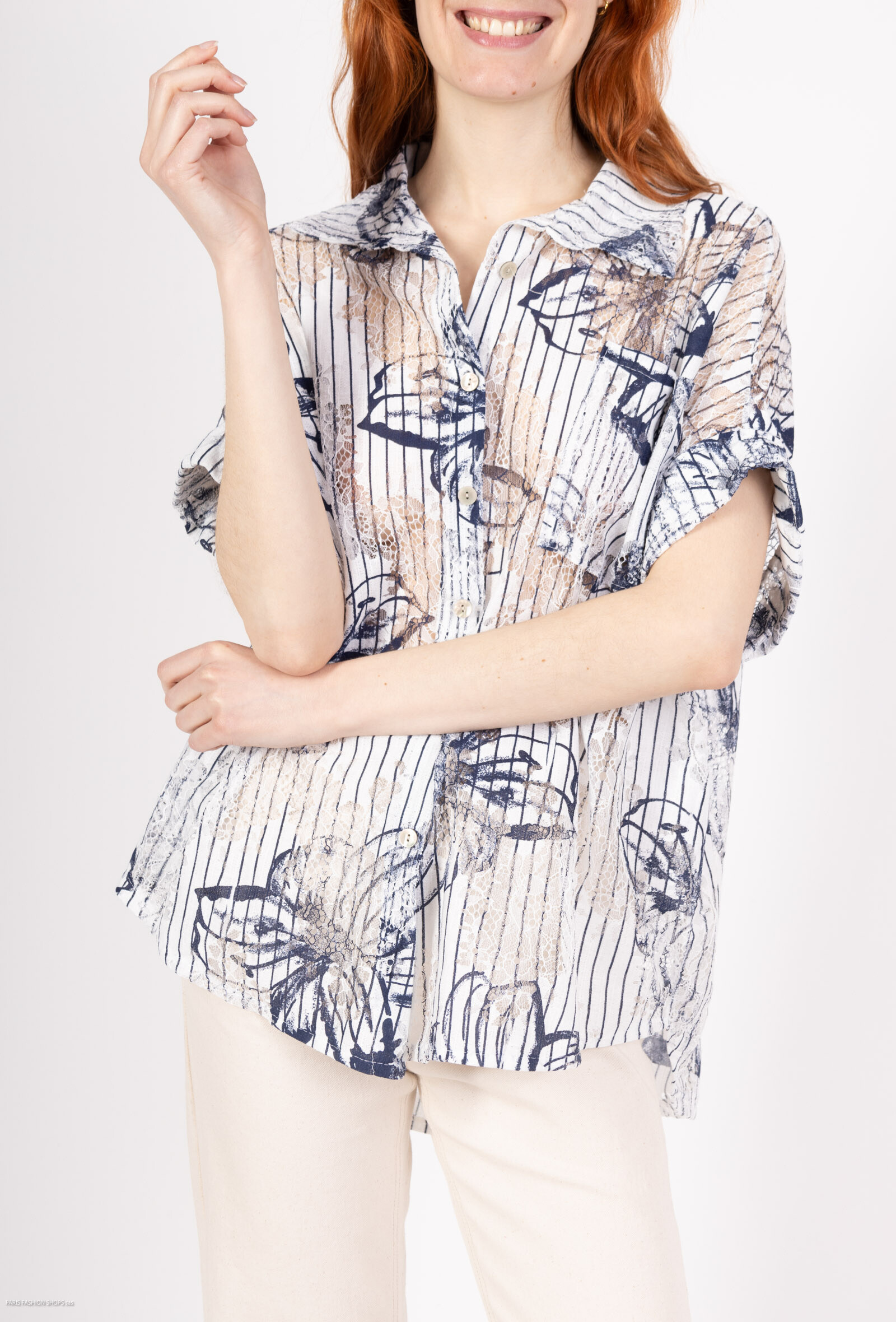 Wholesaler Miss Azur - Short sleeves buttoned blouse