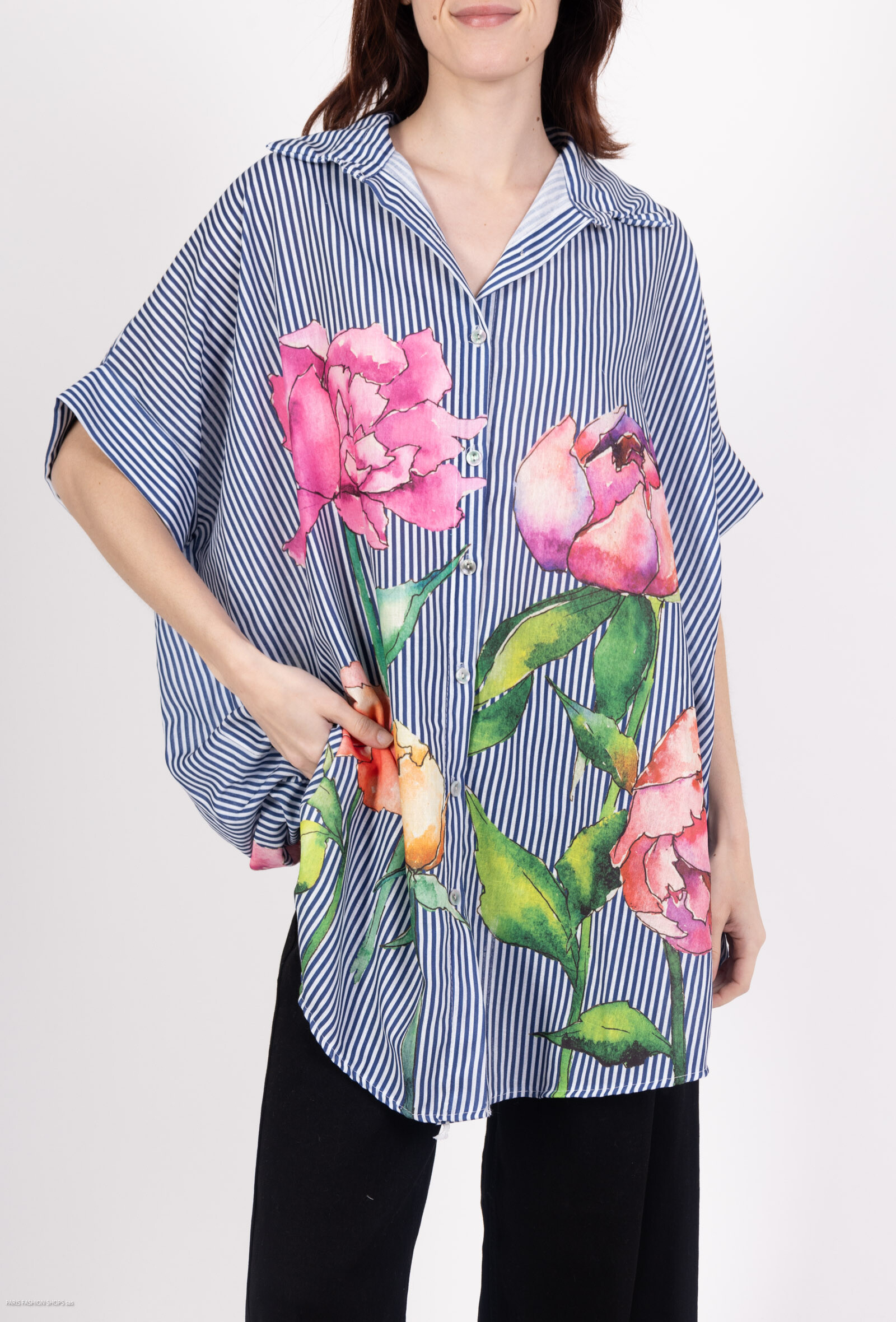 Wholesaler Miss Azur - Women's flower printed shirt