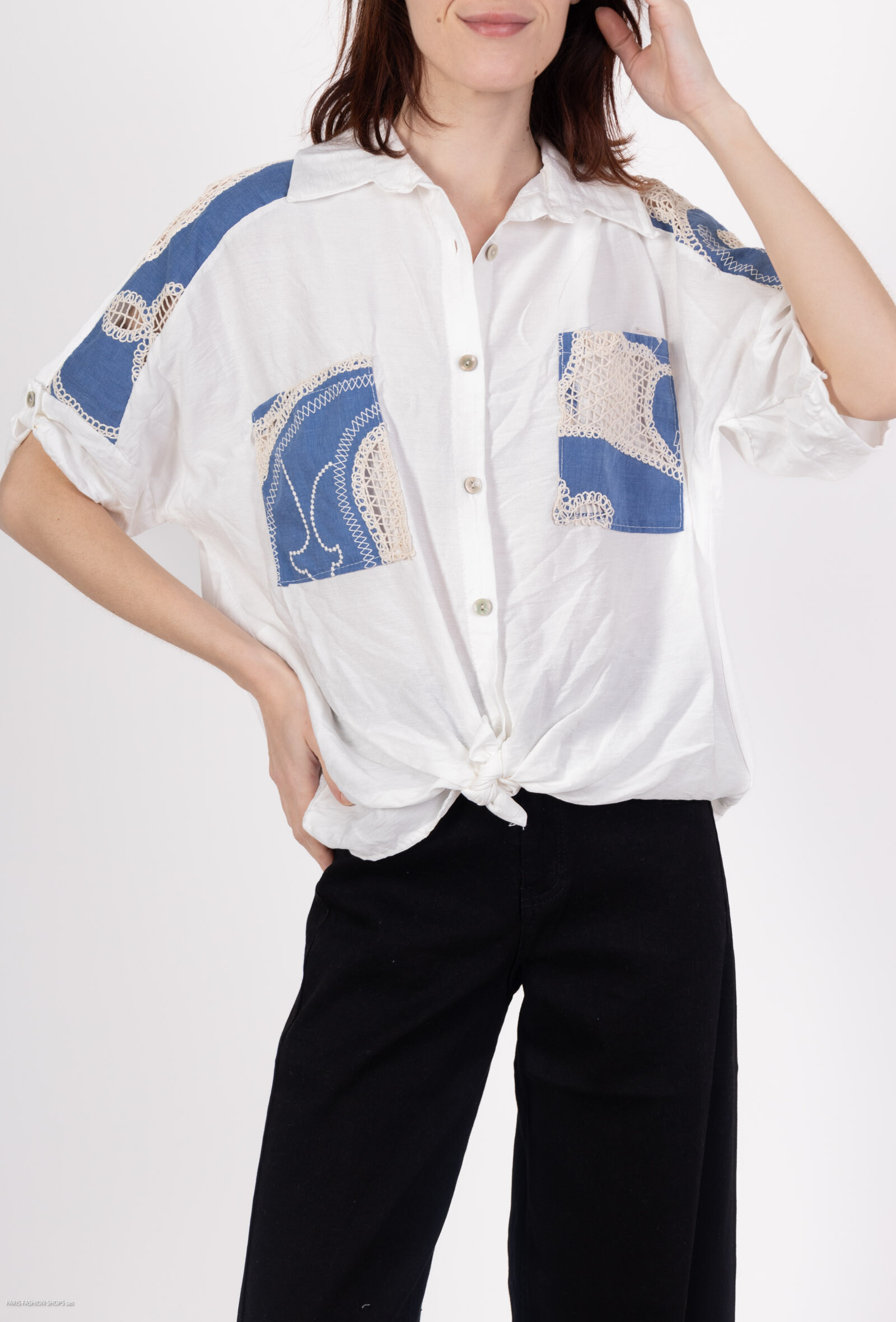Wholesaler Miss Azur - Embroidery buttoned shirt.