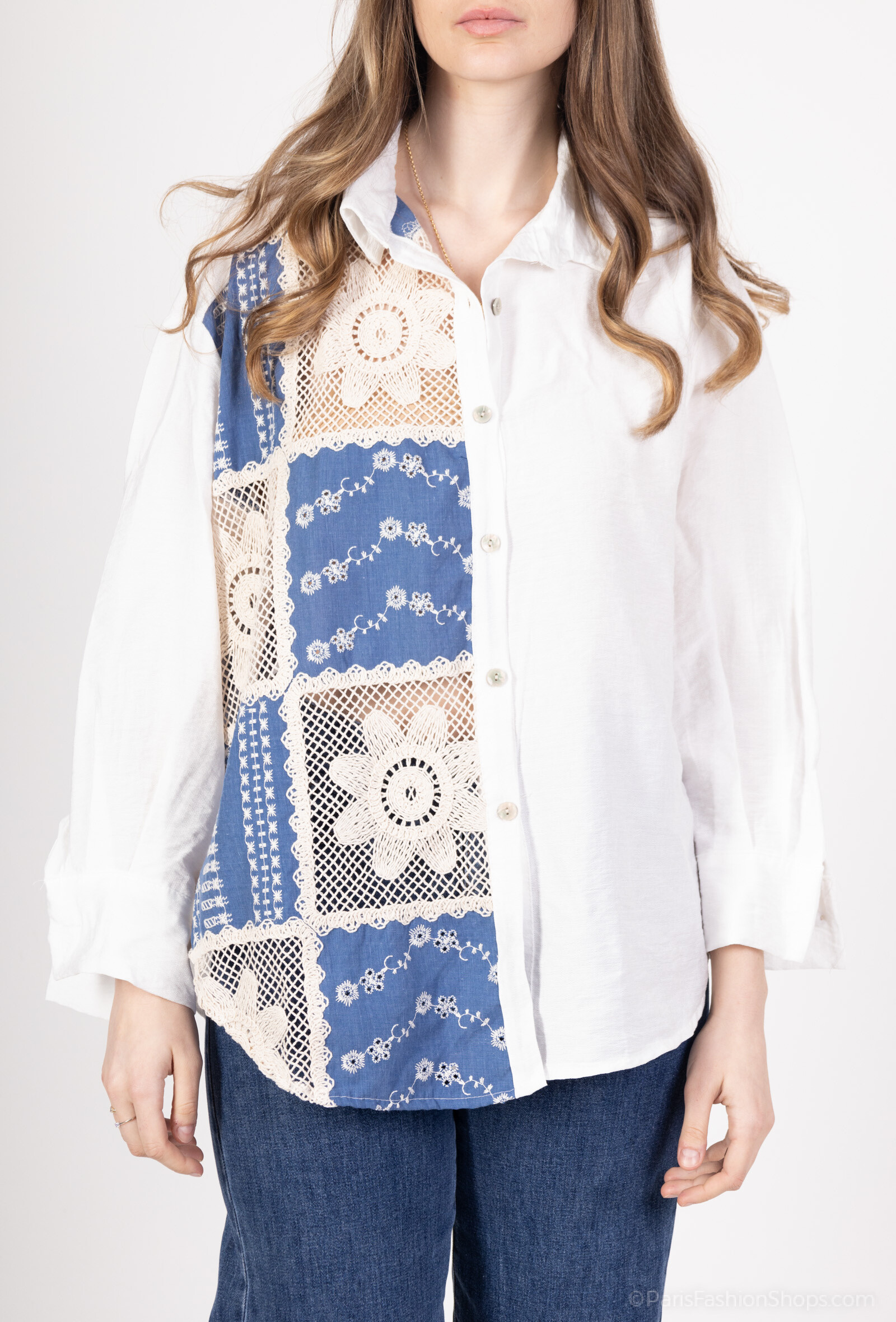 Wholesaler Miss Azur - Embroidery buttoned shirt.