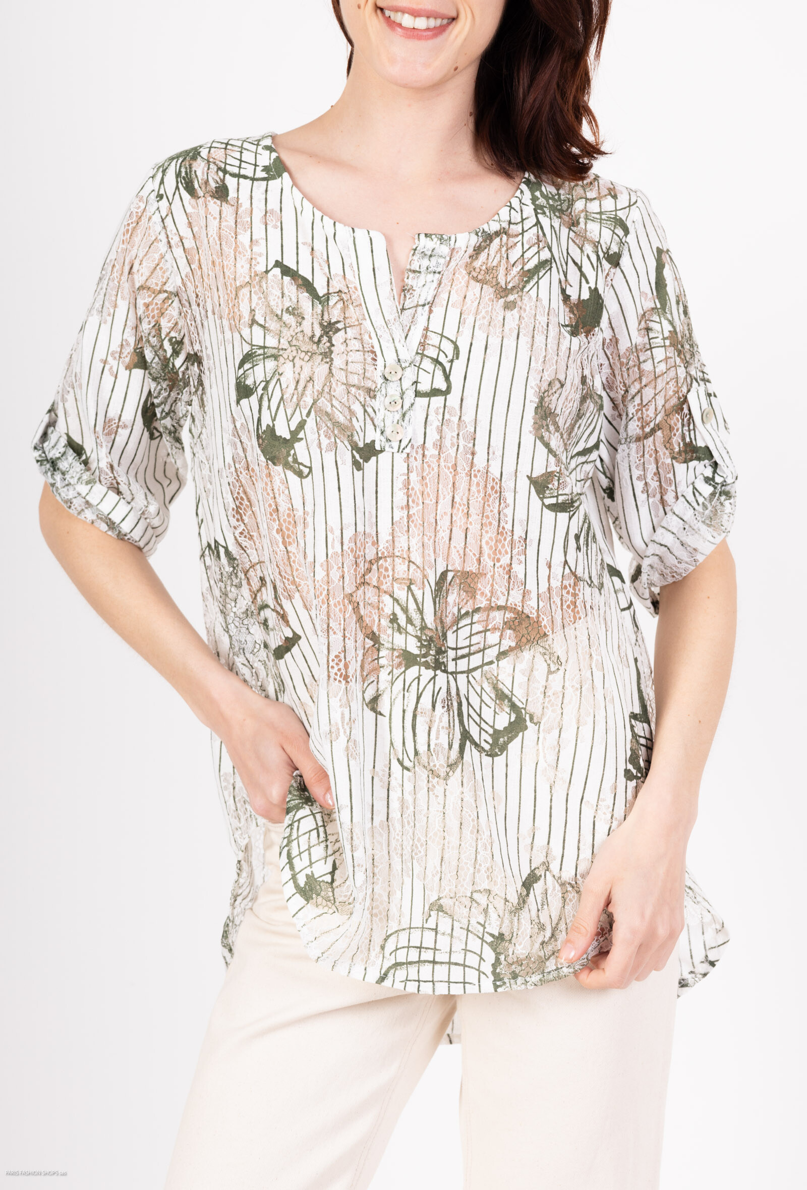 Wholesaler Miss Azur - Short sleeves buttoned blouse