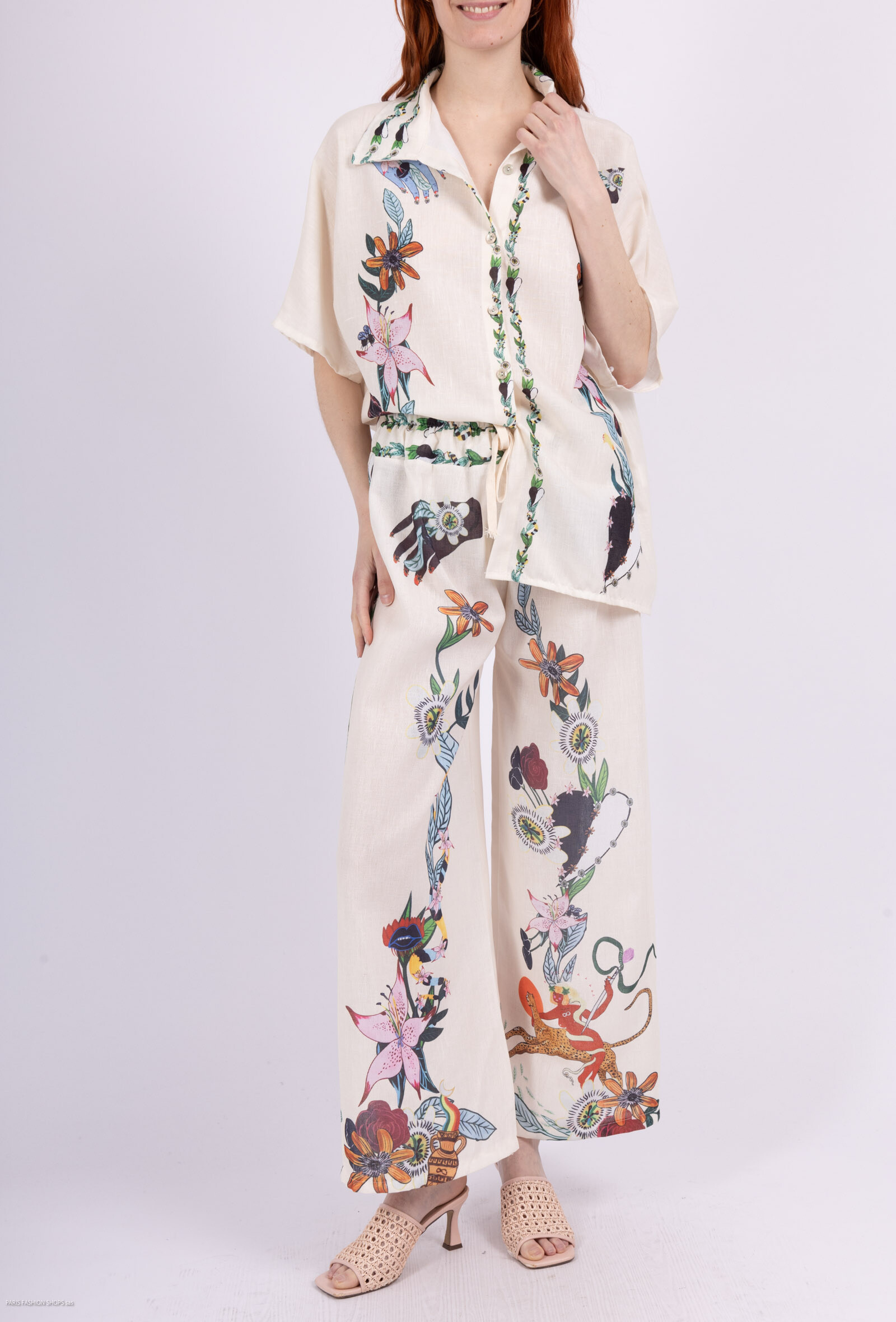 Wholesaler Miss Azur - Tiven set colored printed for women