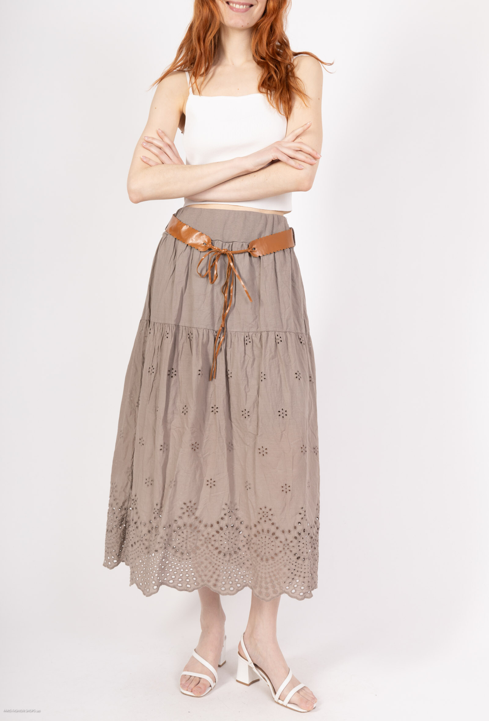Wholesaler Miss Azur - Long English embroidery skirt