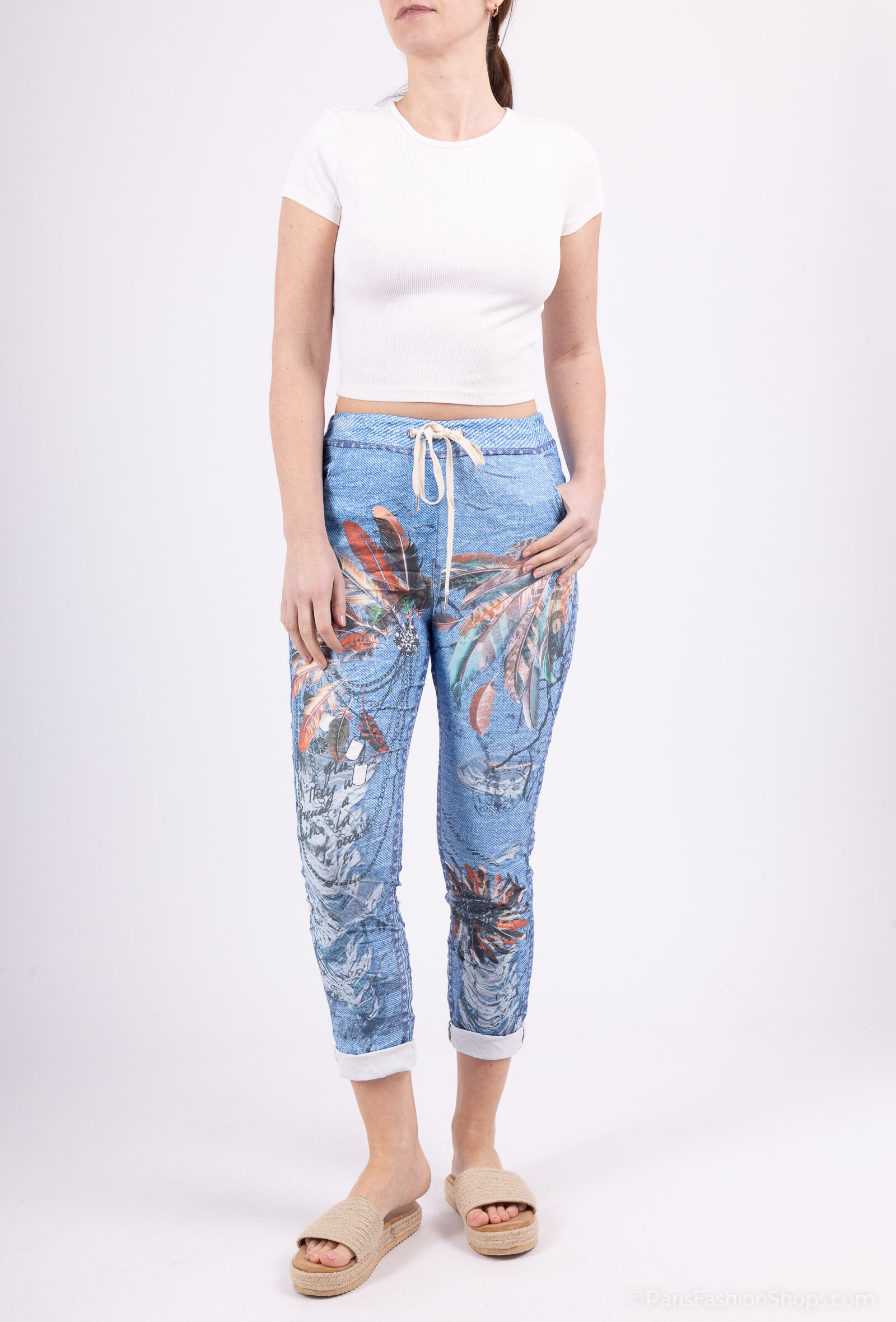 Wholesaler Miss Azur - Crumpled panta-jogg printed