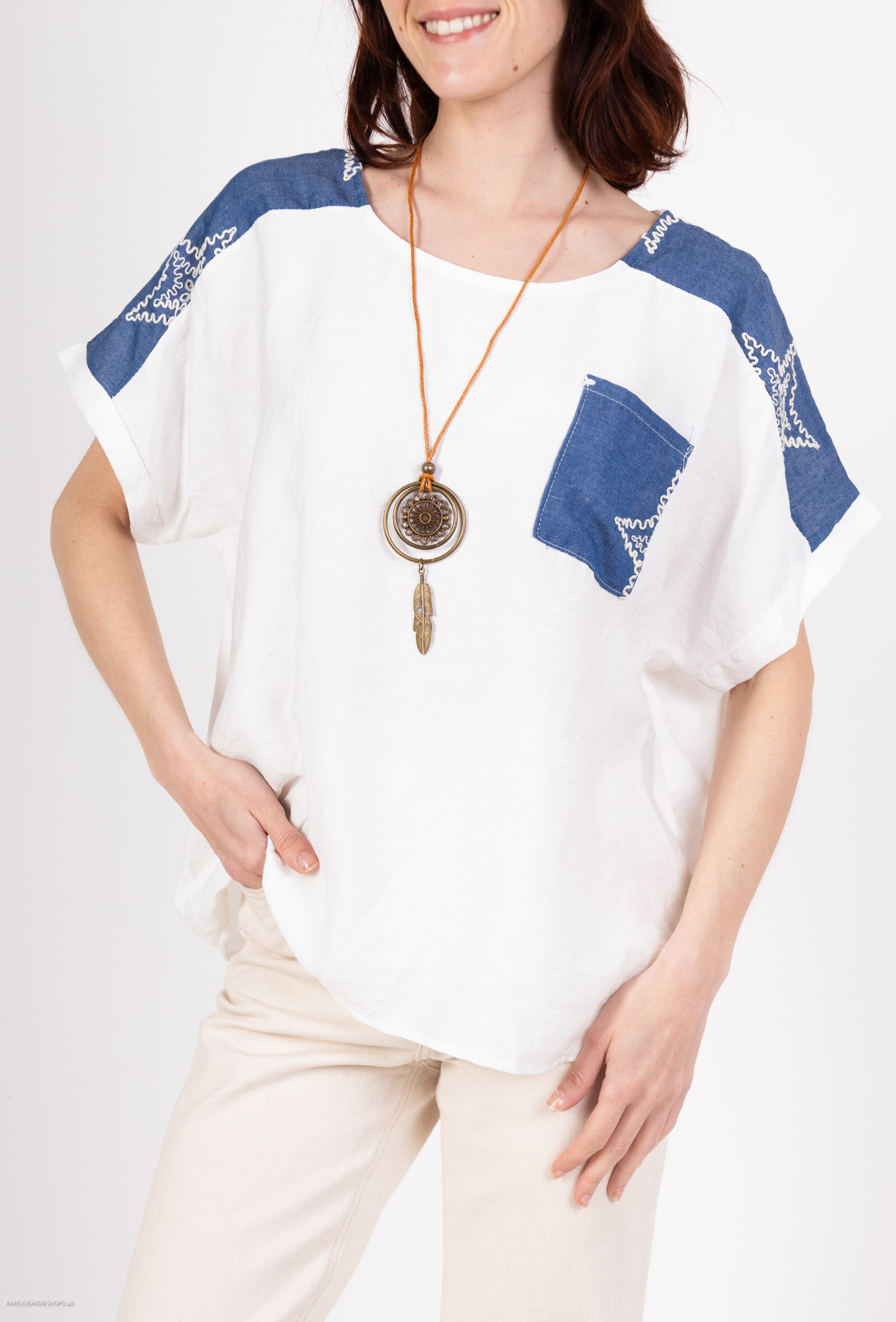 Wholesaler Miss Azur - Women's t-shirt with necklace