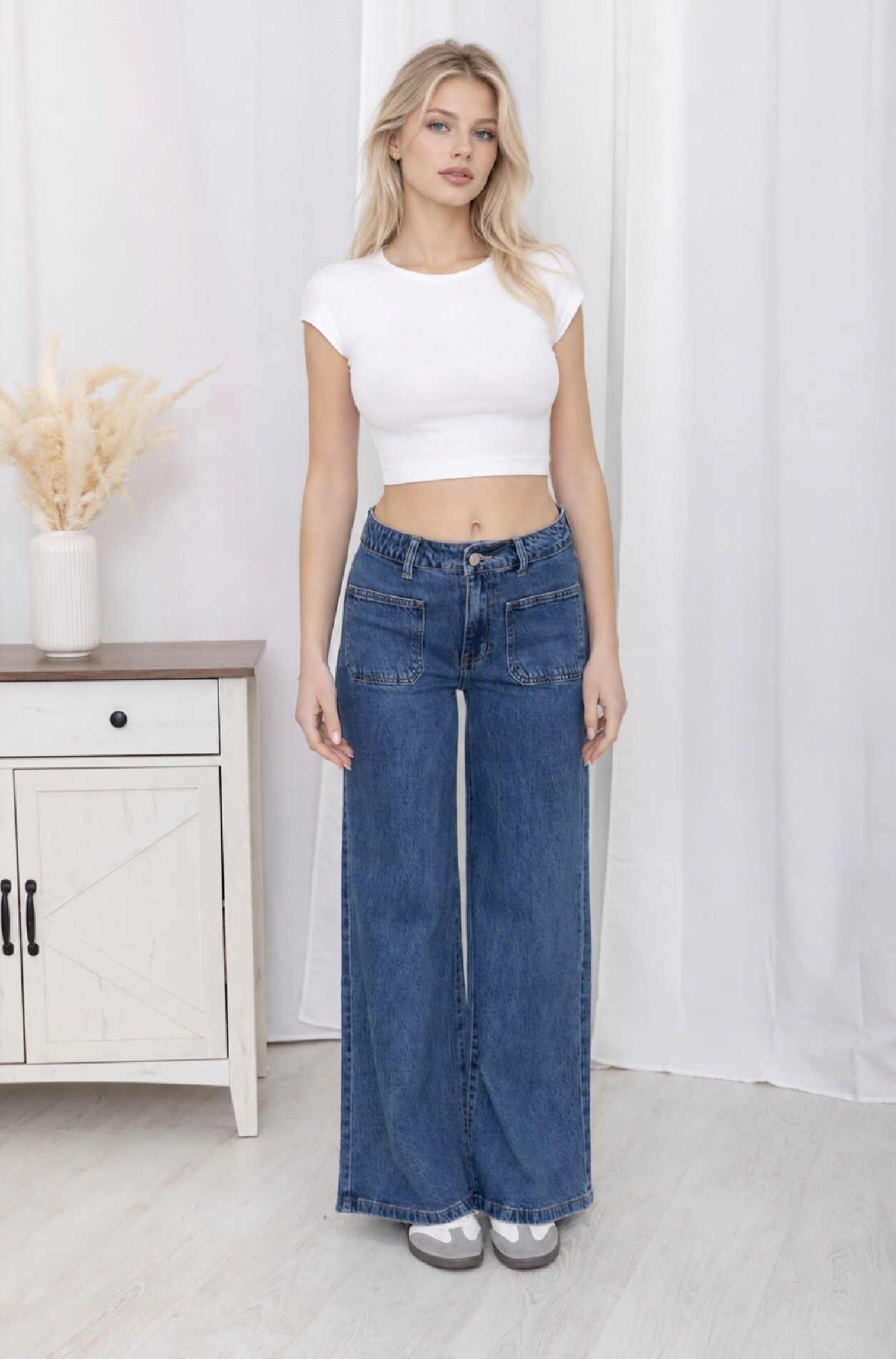 Großhändler Miss Bon - Weit geschnittene Jeans mit aufgesetzten Taschen