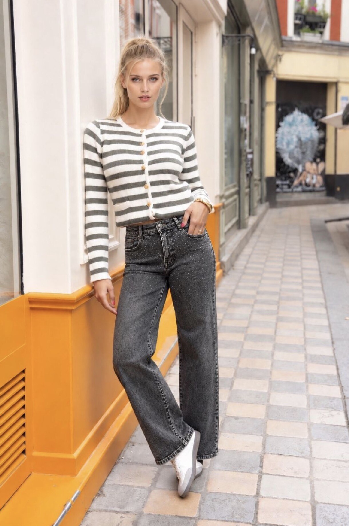 Großhändler Miss Bon - Jeans mit Strasssteinen
