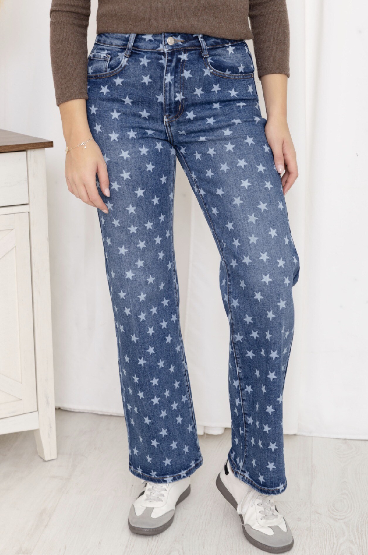 Grossiste Miss Bon - Jean wide leg avec étoile