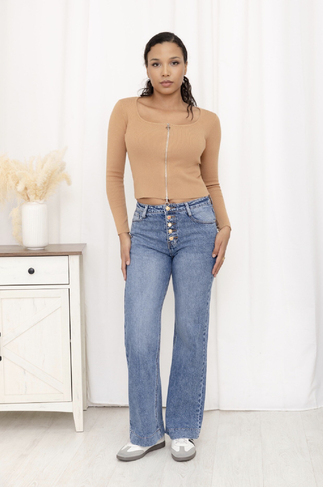 Großhändler Miss Bon - Jeans mit bunten Knöpfen (große Größe)