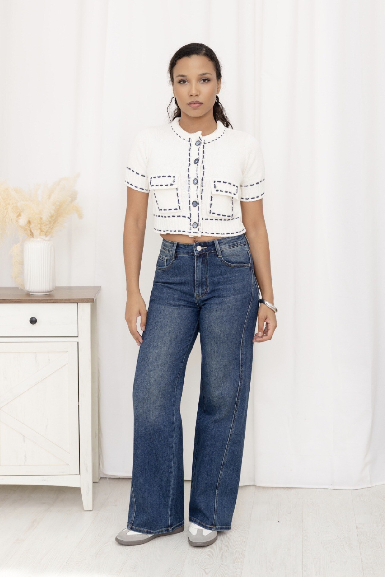 Mayorista Miss Bon - Vaqueros de pierna ancha con costura