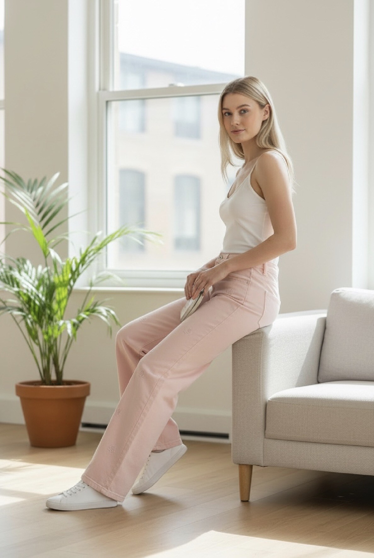 Grossiste Miss Bon - Jean avec roses brodées