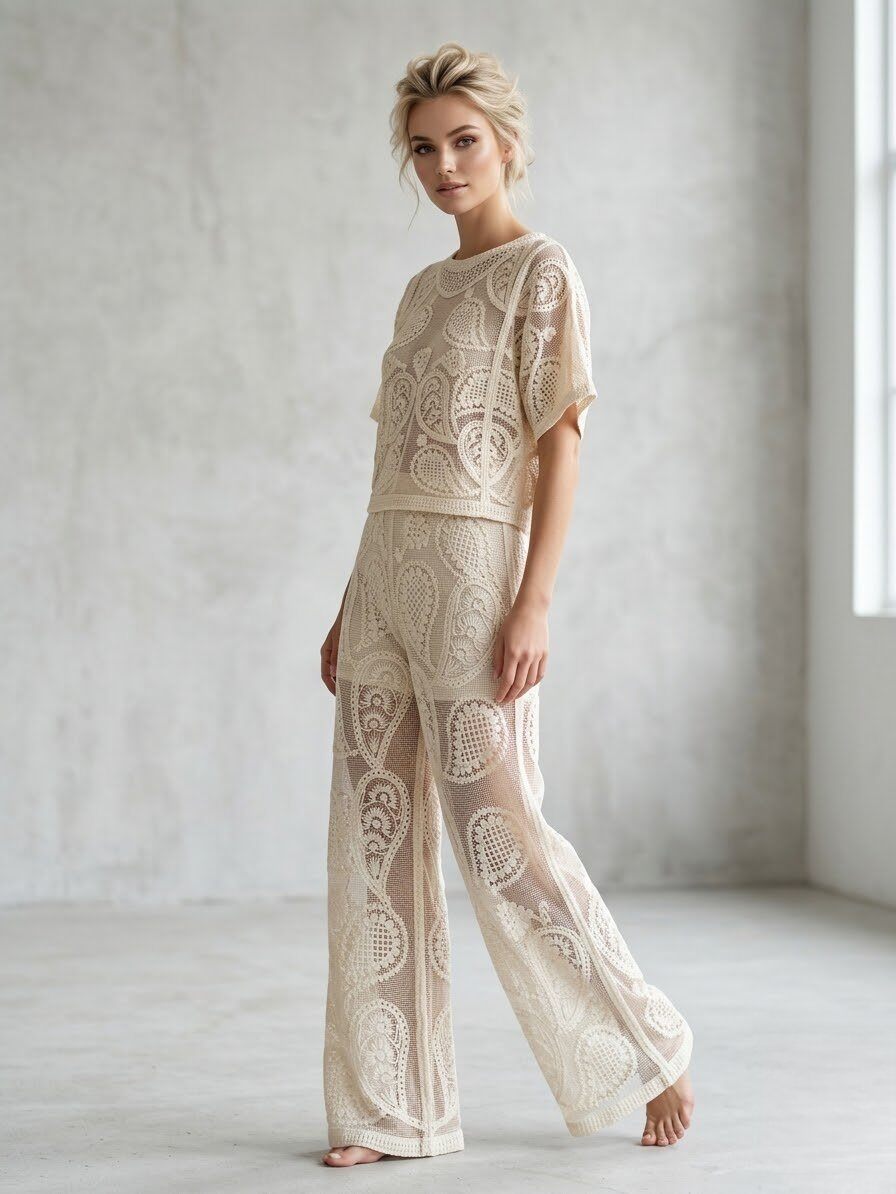 Großhändler Miss Charm - Häkel-Top und Hosen-Set