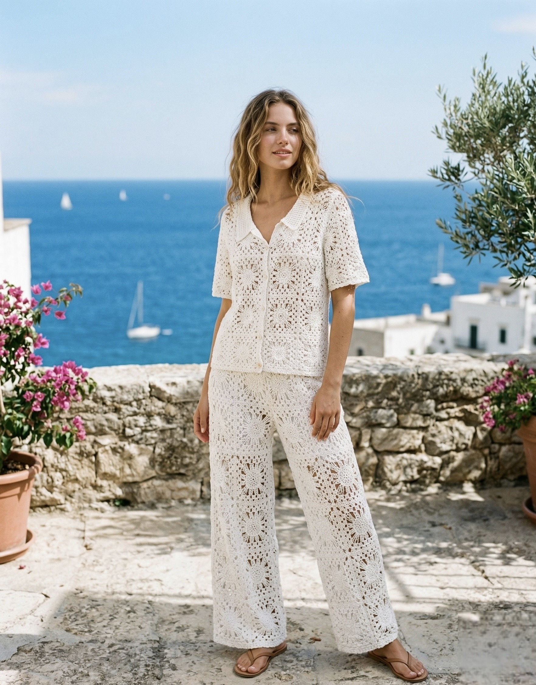 Großhändler Miss Charm - Häkel-Top und Hosen-Set