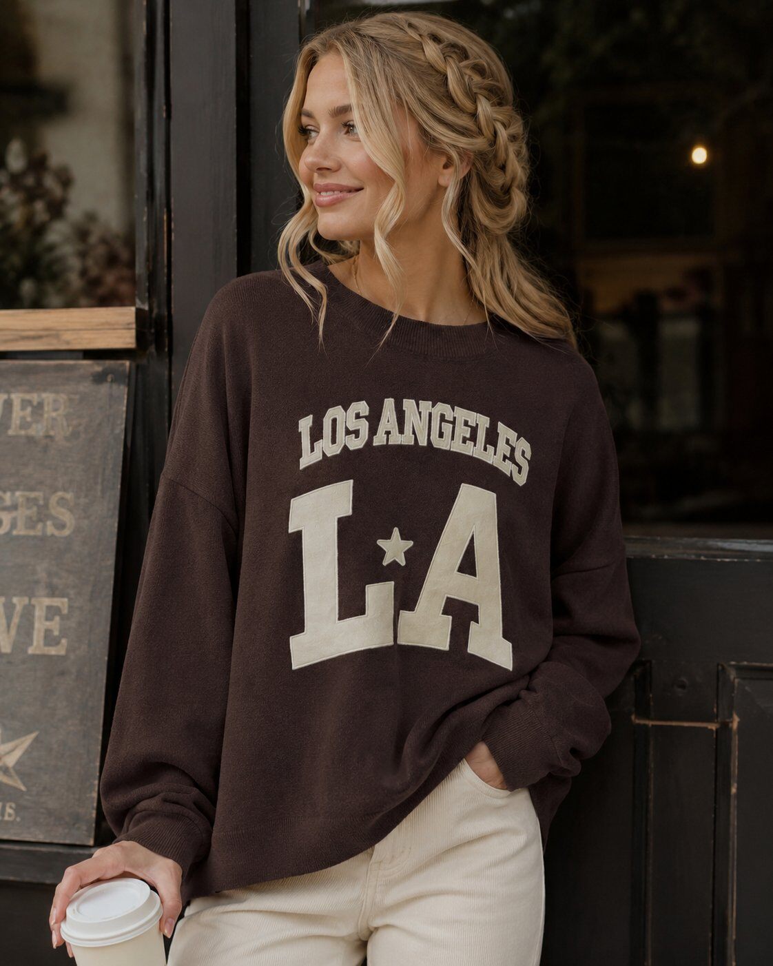 Grossista Miss Charm - Maglione lavorato a maglia con motivo LOS ANGELES
