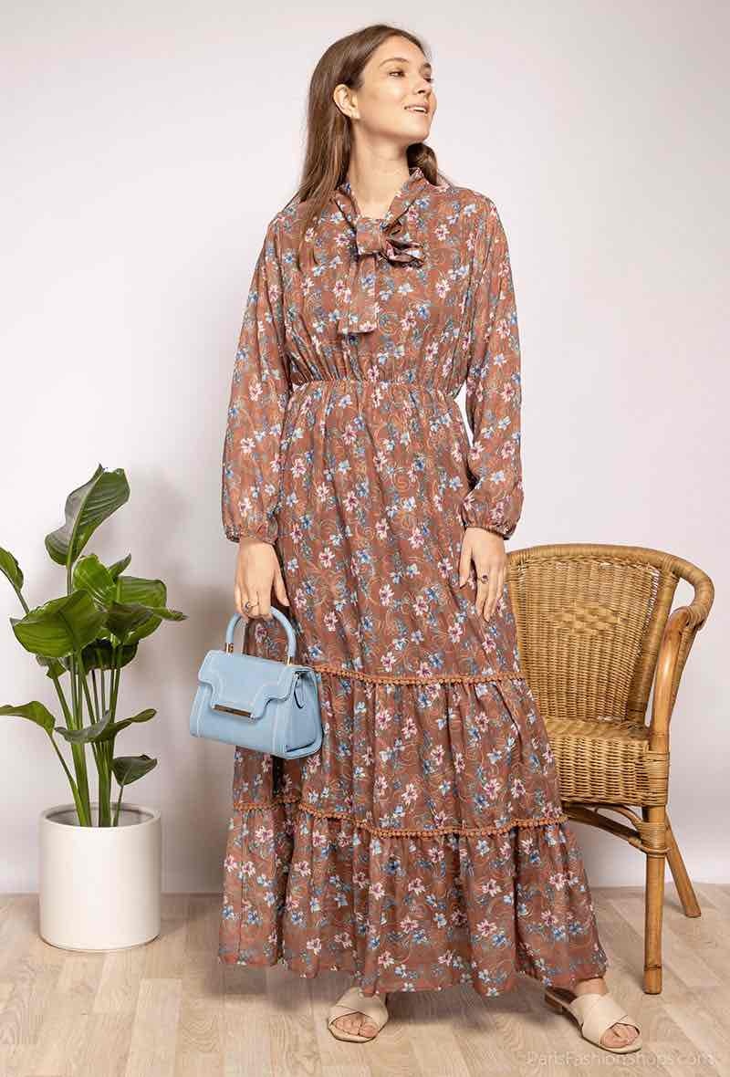 Grossista Miss Charm - Abito ricamato stampato con fiori