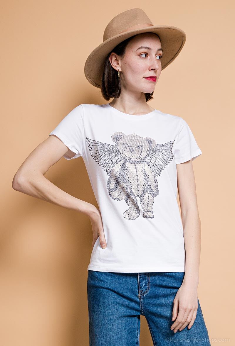 Großhändler Miss Charm - T-Shirt mit Teddybär und Strass