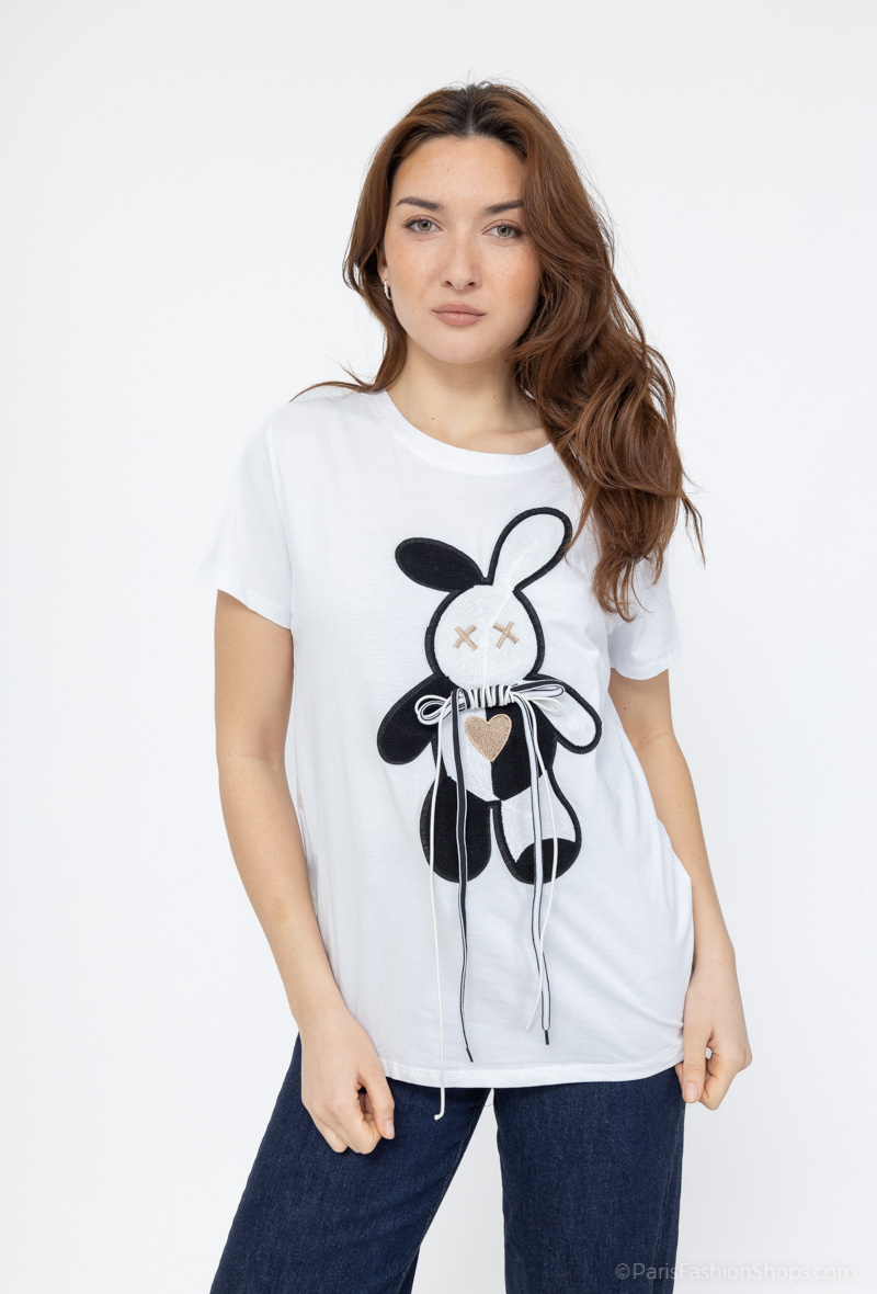 Großhändler Miss Charm - T-Shirt mit Kaninchenmuster