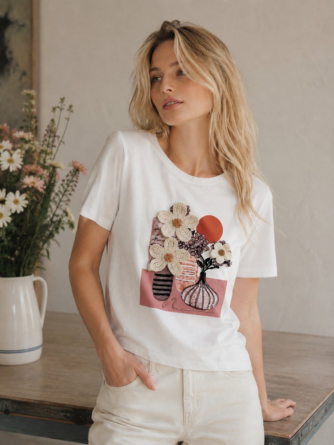 Mayorista Miss Charm - Top de camiseta con estampado floral