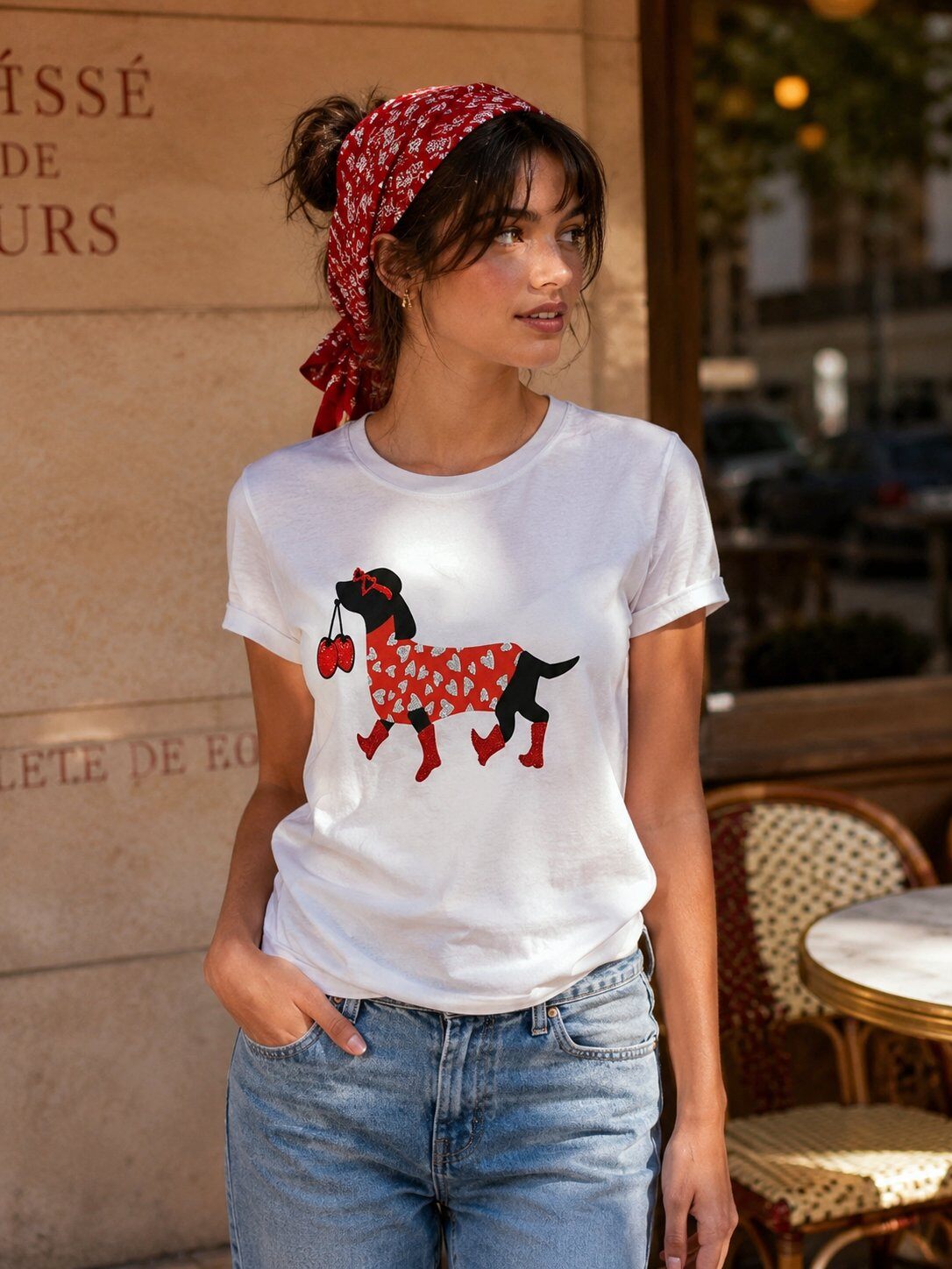 Grossista Miss Charm - Top t-shirt con motivo cane