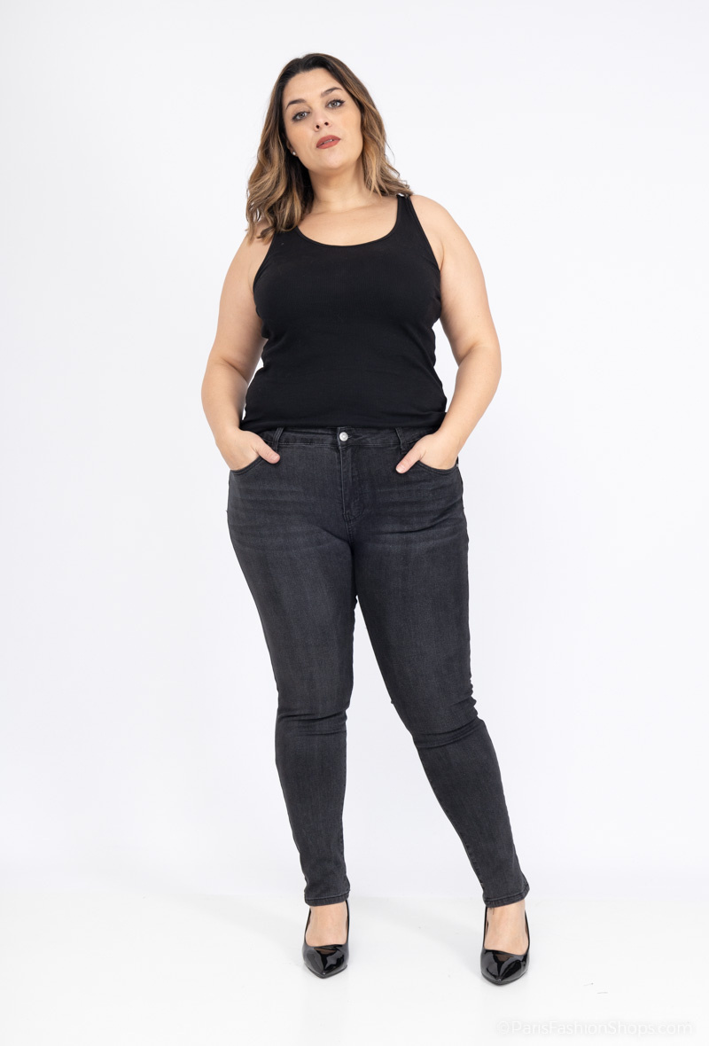 Wholesaler Miss Fanny - Big size gray push up slim jeans