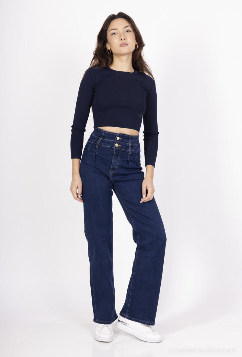 Grossiste Miss Fanny - Jeans wide leg 2 boutons
