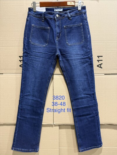 Grossista Miss Fanny - Jeans taglia grande a gamba dritta con tasca applicata Grossista Miss Fanny - Jeans taglia grande a gamba dritta con tasca applicata
