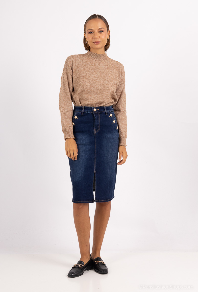 Wholesaler Miss Fanny - Mid-length skirt with buttons