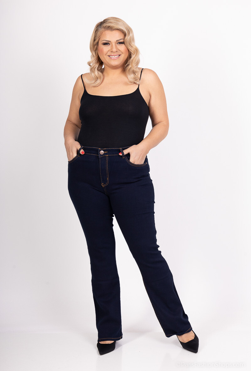 Wholesaler Miss Fanny - Raw blue flared pants from 38 to 48