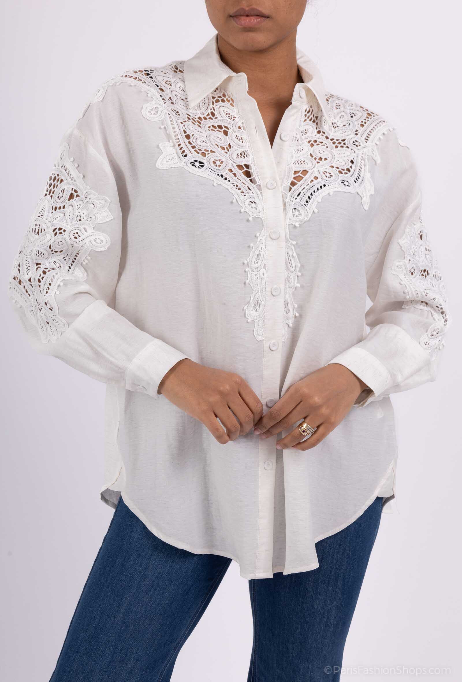 Grossiste MISS GOLDEN - Chemise avec motif et dentelle