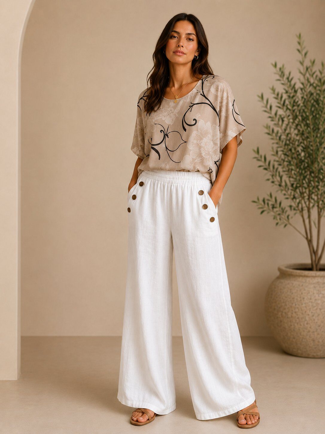 Grossiste MISS GOLDEN - Pantalon Fluide Riviera