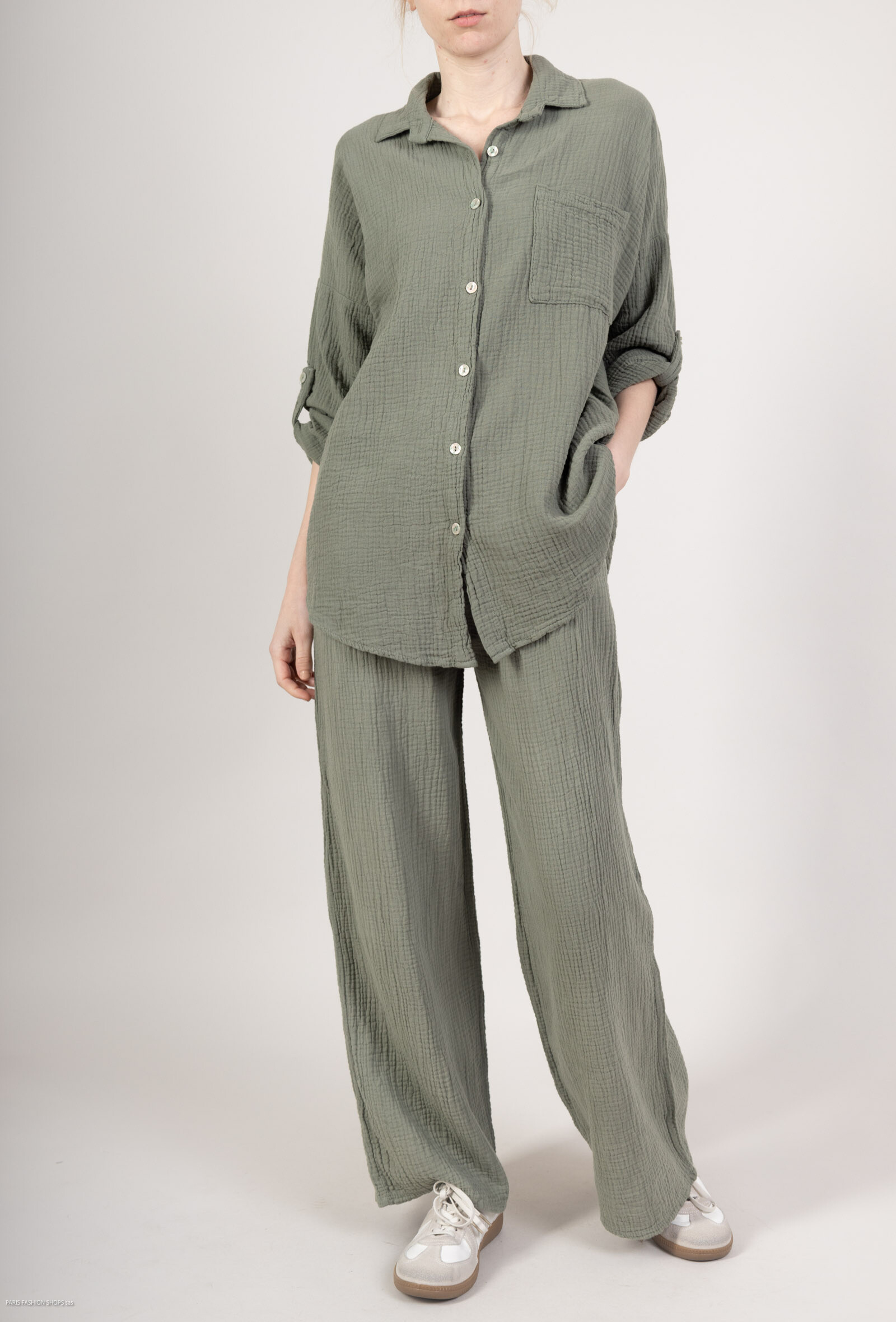 Grossiste MISS KOKO - ensemble chemise et pantalon en gaze de coton