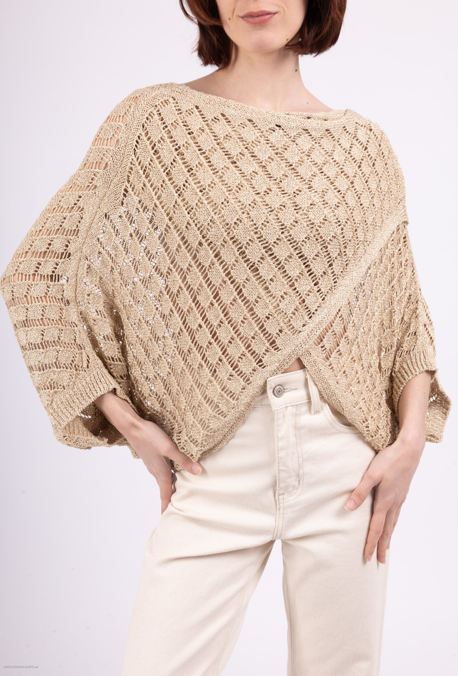 Grossiste MISS KOKO - pull crochet lurex doré