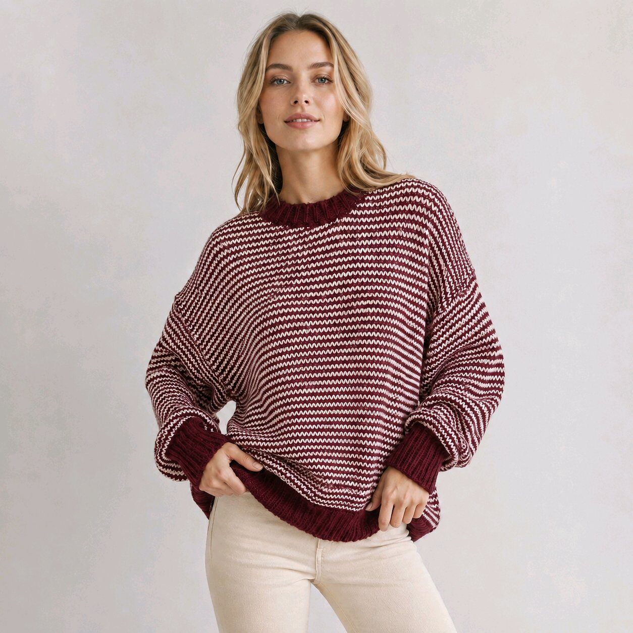 Wholesaler MISS KOKO - Oversized two-tone knit sweater