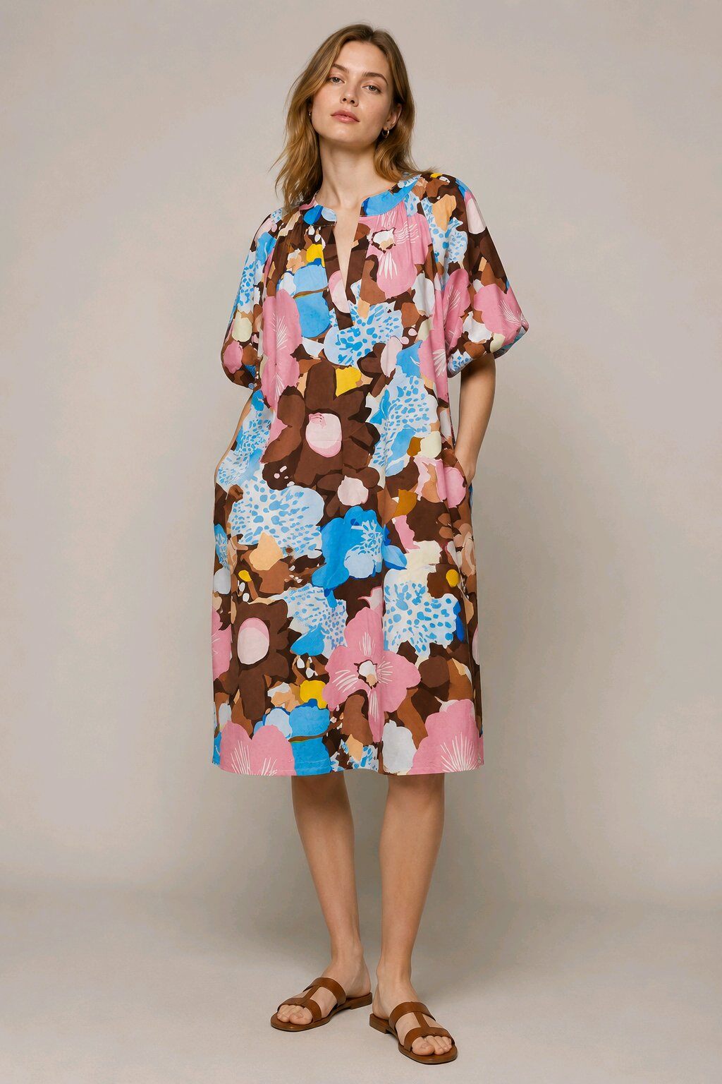 Mayorista MISS KOKO - Vestido estampado oversize con mangas abullonadas