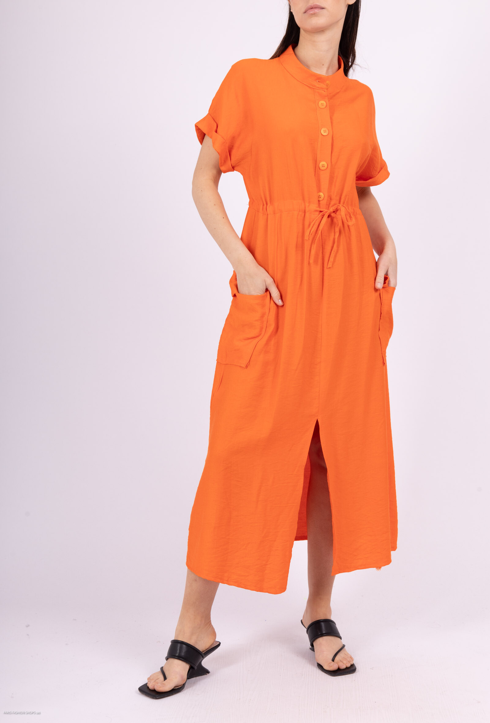Grossiste MISS KOKO - robe longue avec 2 poches ajuster à la taille